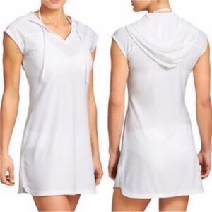 Athleta White Hooded Swim Coverup